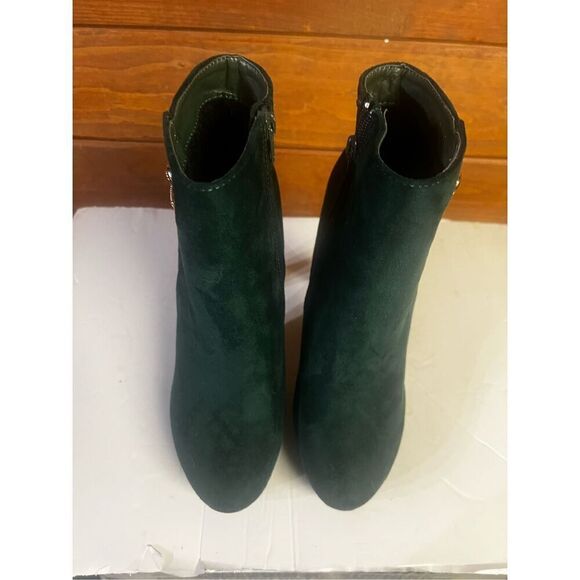 Allegra K Women's Round Toe Side Zipper Block High Heel Ankle Boots Evergreen Sz - Picture 6 of 8